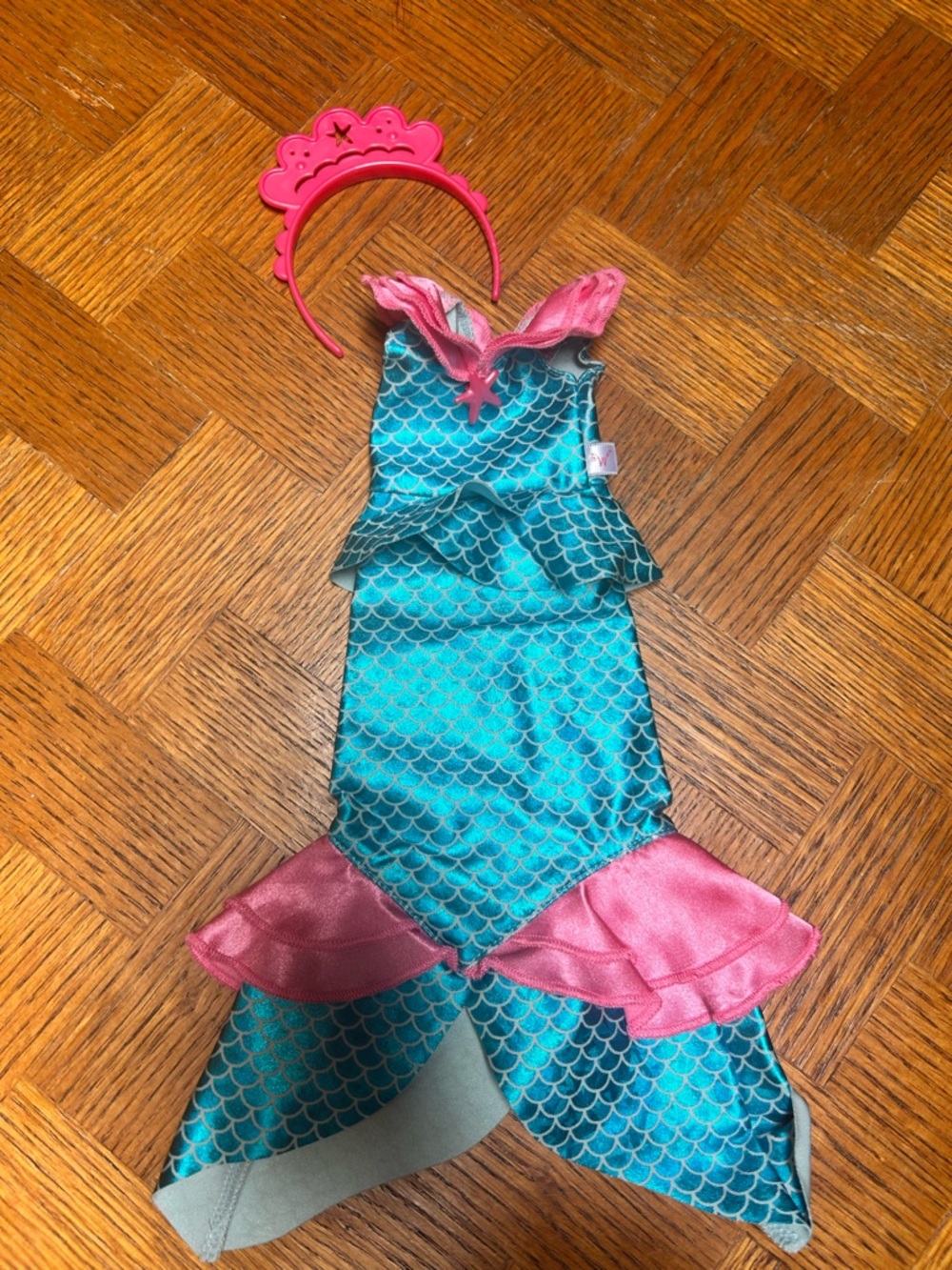American Girl Teal and Pink Mermaid Costume with Pink Tiara